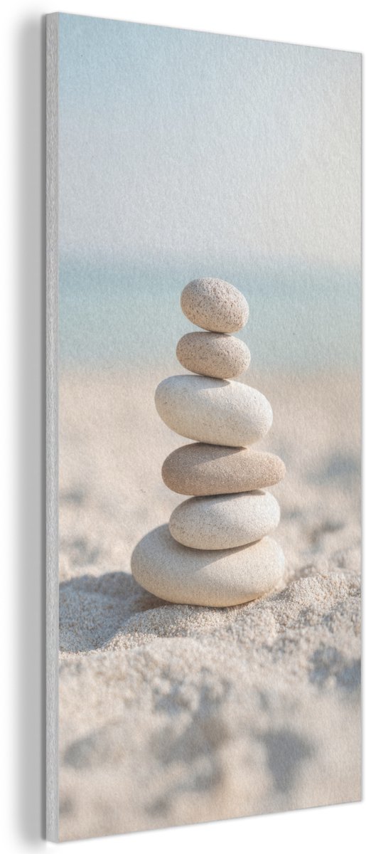 Akoestisch wandpaneel 40x80 cm - Vilt schilderij Stenen - Stapel - Zand - Zee - Akoestische panelen - Geluidsdempende wanddecoratie - Geluidsisolatie woonkamer - Muurdecoratie geluidspanelen
