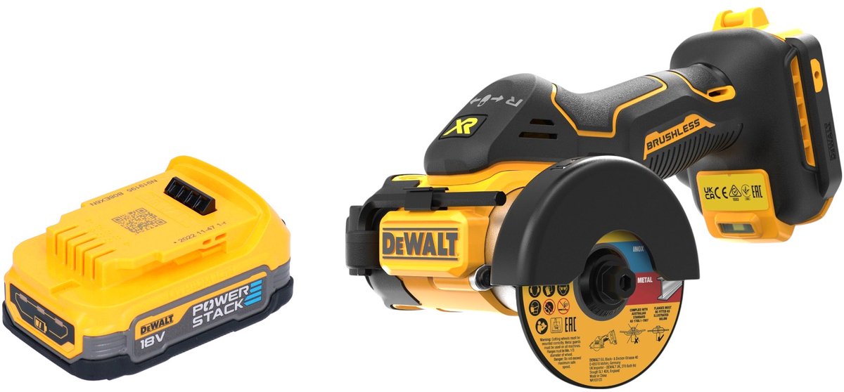 DeWalt DCS 438 N accu-multimateriaalzaag 18 V 76 mm borstelloos + 1x Powerstack accu 1,7 Ah - zonder oplader