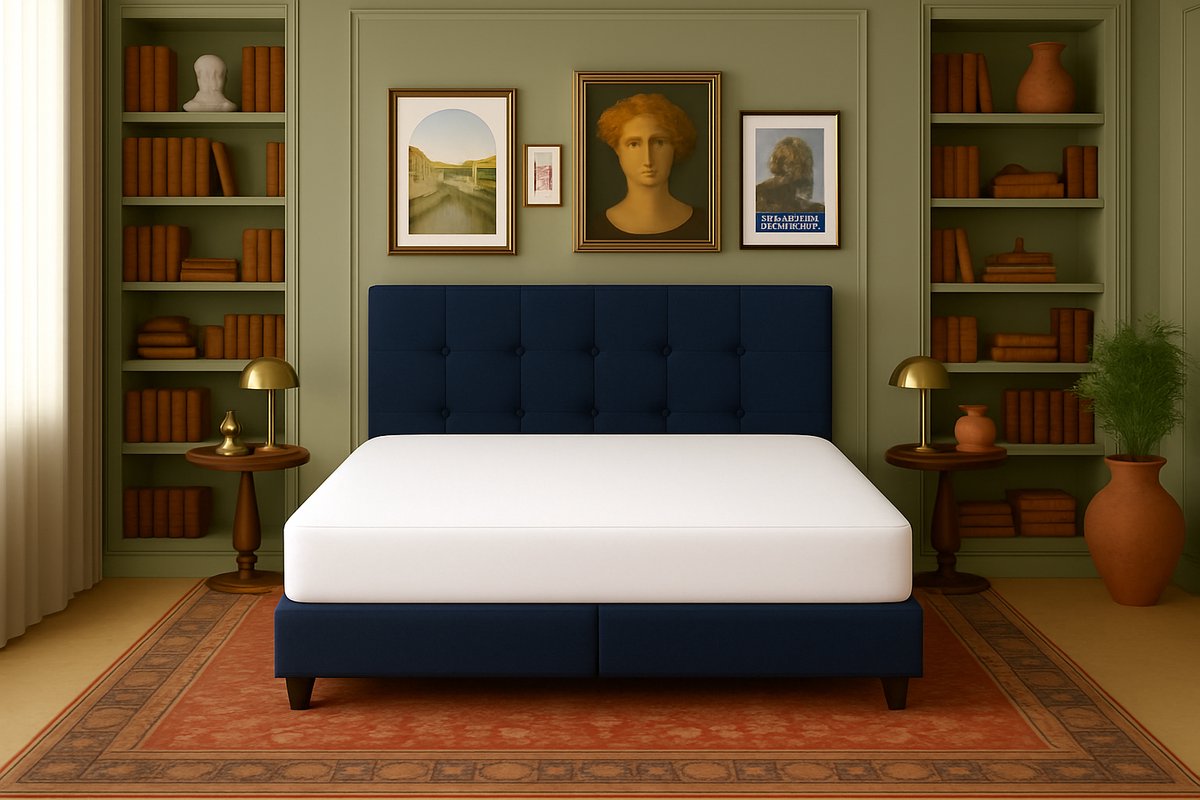 Boxspring Torino Vlak 200x200 cm Luxe Pocketvering Stof donkerblauw Gratis 2x Hoofdkussens