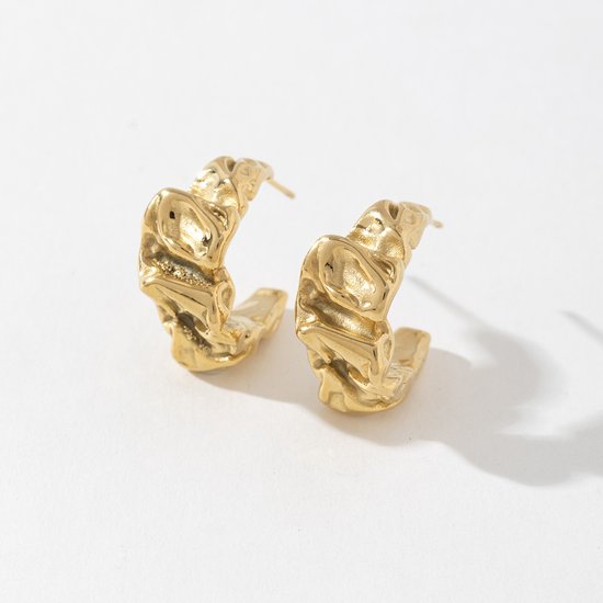 Klavertje vier oorstekers 14-karaat goud - 8 mm x 7 mm