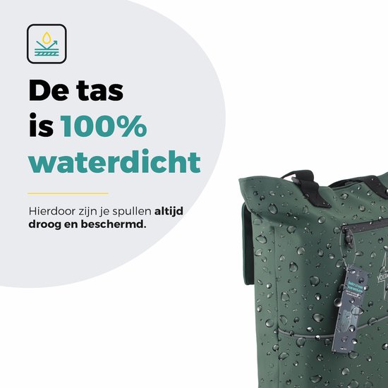 Voltano E-bike City Shopper Enkele Fietstas - Olijf Groen - 22 Liter - Laptopvak - 100% Waterdicht van Voltano — afbeelding 3