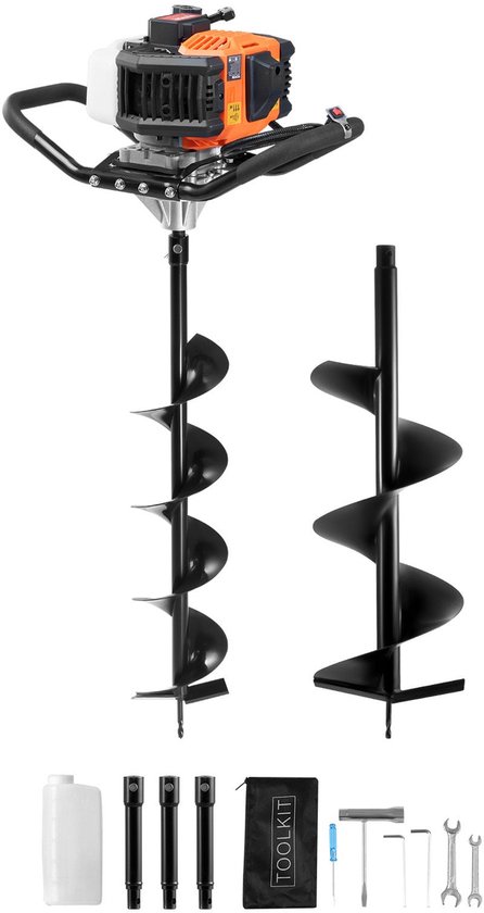 Foto: Grondboor palenboor bollenboor tuinboor boormachine boor 52cc benzinemotor 6 10 stalen boorbits met verlengstangen