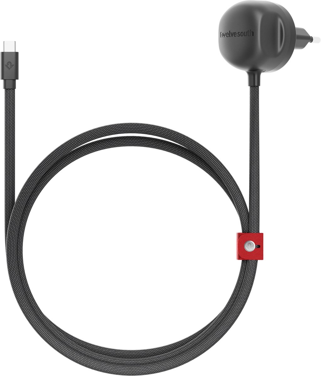 Twelve South PowerCord Serie USB-C Oplaadkabel – 30W Snelladen – USB-C Compatibiliteit – Duurzaam Gevlochten Ontwerp - Zwart