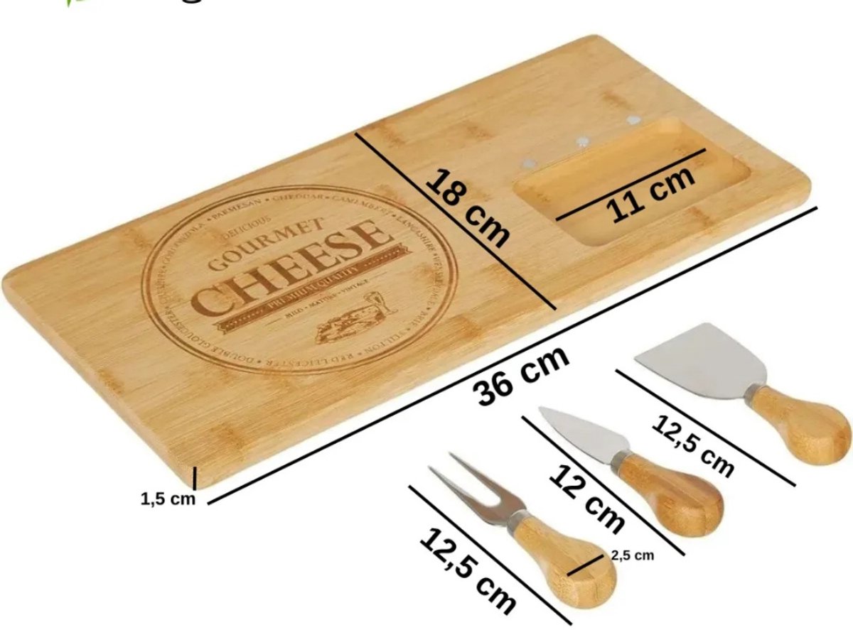 3 stuk - Complete Kaasplank Set – Bamboe Plank met 3 Messen - Perfect voor elke Borrel! — cadeau in Kookcadeaus - foto 7