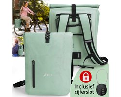 100% Waterdicht Enkele Fietstas - Fietsrugzak - 3-in-1 Waterdichte fietszak - Fietstassen voor Elektrische fietsen - Roll-top - Pakaftas - Incl Cijferslot & Laptopsleeve - Blauw