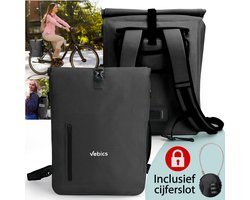 Vebics Fietstas Rugzak Waterdicht - E-bike Fietstas Enkel - fietsrugzak - 100% Waterdicht - Met Groot Laptop Vak - Cijferslot