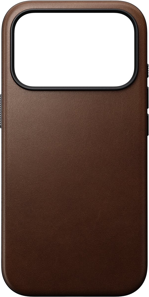 Nomad Modern Lederen Hoesje iPhone 17 Pro – Geïntegreerde Saffierkristal Knop voor Cameracontrole – Gerecyclede Aluminium Knoppen voor Duurzaamheid en Stijl – Gemaakt van 50% Gerecycled Polycarbonaat en Standaard Leer van Nomad - Bruin