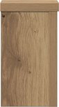Houten plantenstandaard met ladefront met houtnerf en knoesten.