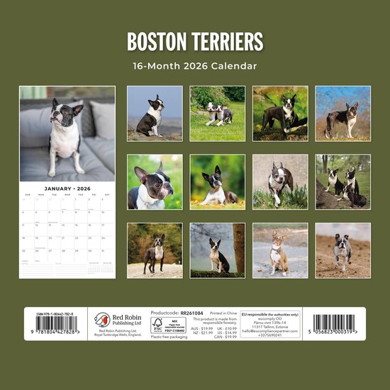 Staffordshire Bull Terrier Kalender 2026 Slimline Kopen