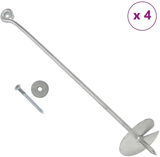 vidaXL - Grondankers - 4 - st - 10x60 - cm - gegalvaniseerd - metaal
