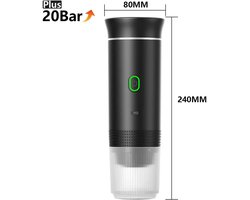 Espresso Machine Draagbaar Draadloos 3-in-1 – 20 Bar – Voor Koffiecapsules & Gemalen Koffie – USB Oplaadbaar – Zwart – Camping & Reizen