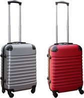 Travelerz kofferset 2 delig ABS handbagage koffers - met cijferslot - 39 liter - zilver - rood