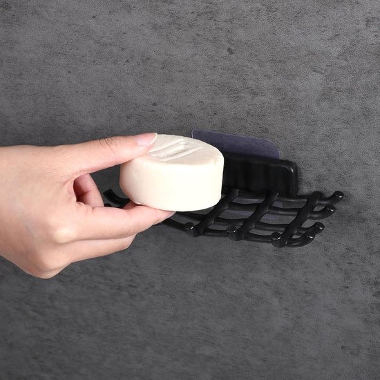 Zeepbakje zwart met bamboe deksel