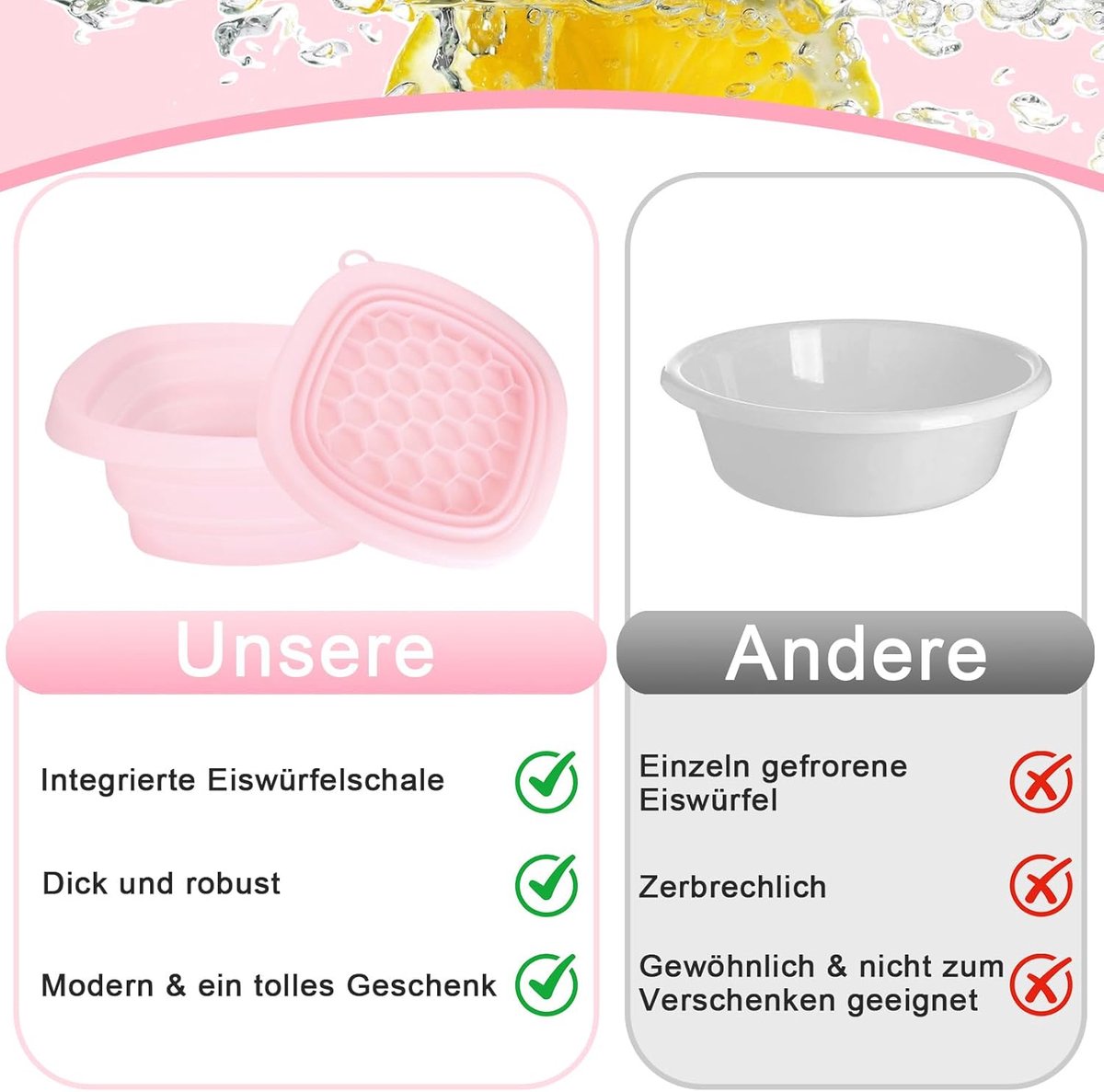 Gykutix Silicone Ice Bad Gezicht - Opvouwbare Ijs Kom voor Gezicht, Snelle Verkoeling met Ingebouwde Ijsblokjesbak, Vermindert Zwelling, Verfrist de Huid en Verkleint Poriën