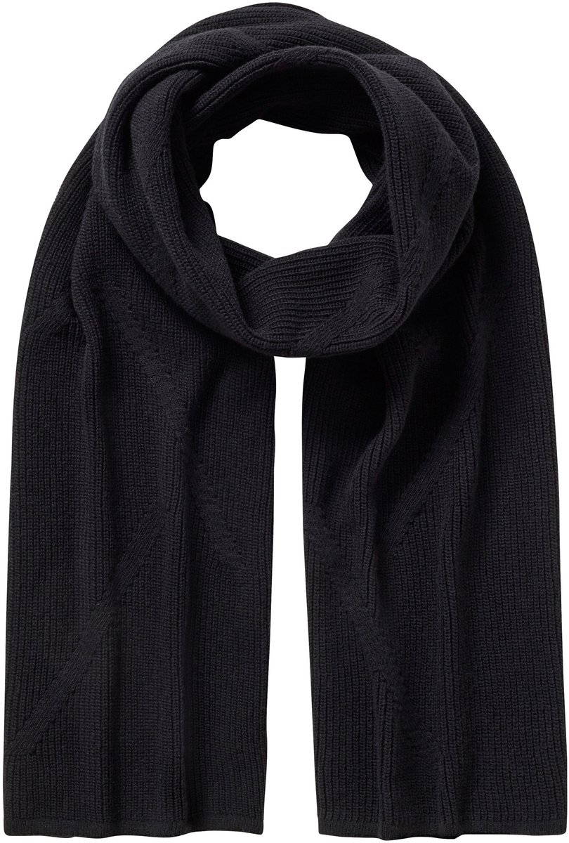 FALKE Selection Structured sneldrogend warm wol wintersjaal unisex zwart - maat ONESIZE