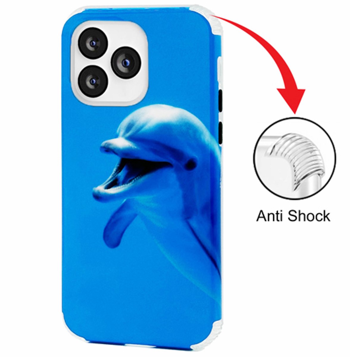Telefoonhoesje Geschikt voor iPhone 14 Pro - Back Cover - Dolfijn Printje - Achterkantje