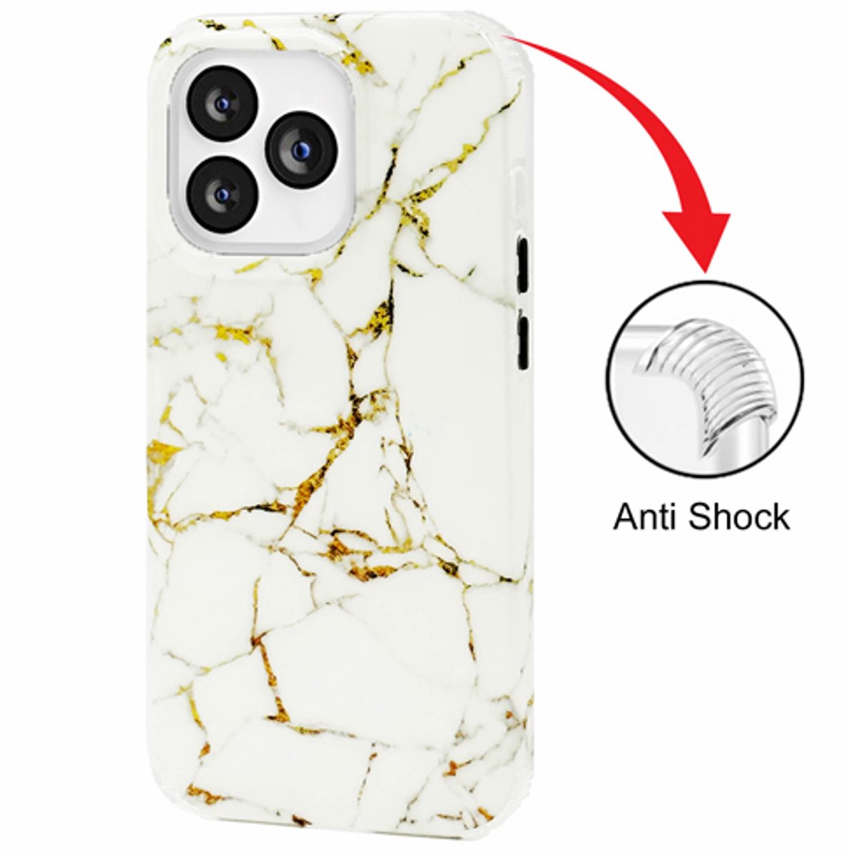 Telefoonhoesje Geschikt voor iPhone 14 Pro - Back Cover - Marmer Printje - Achterkantje