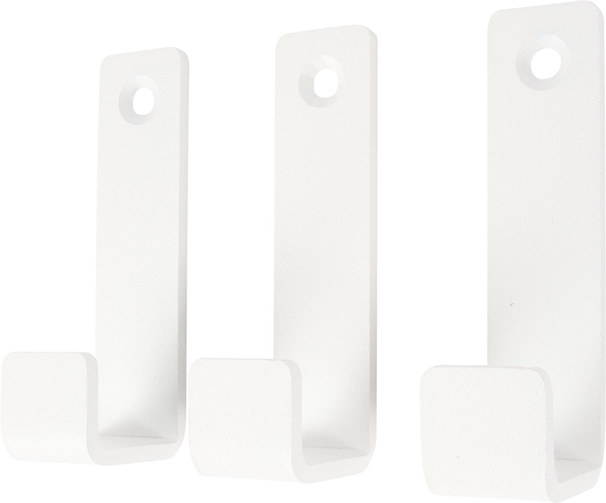 Marcellis - 3x Industriële ophang haak - jas haak - mat wit - metaal - 8cm - ook voor aan plank