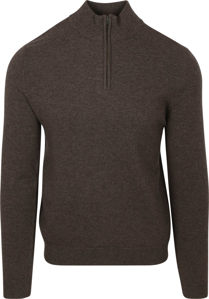 Steppin' Out Half Zip Trui Merinowol Bruin - Maat L - Heren - Pullovers