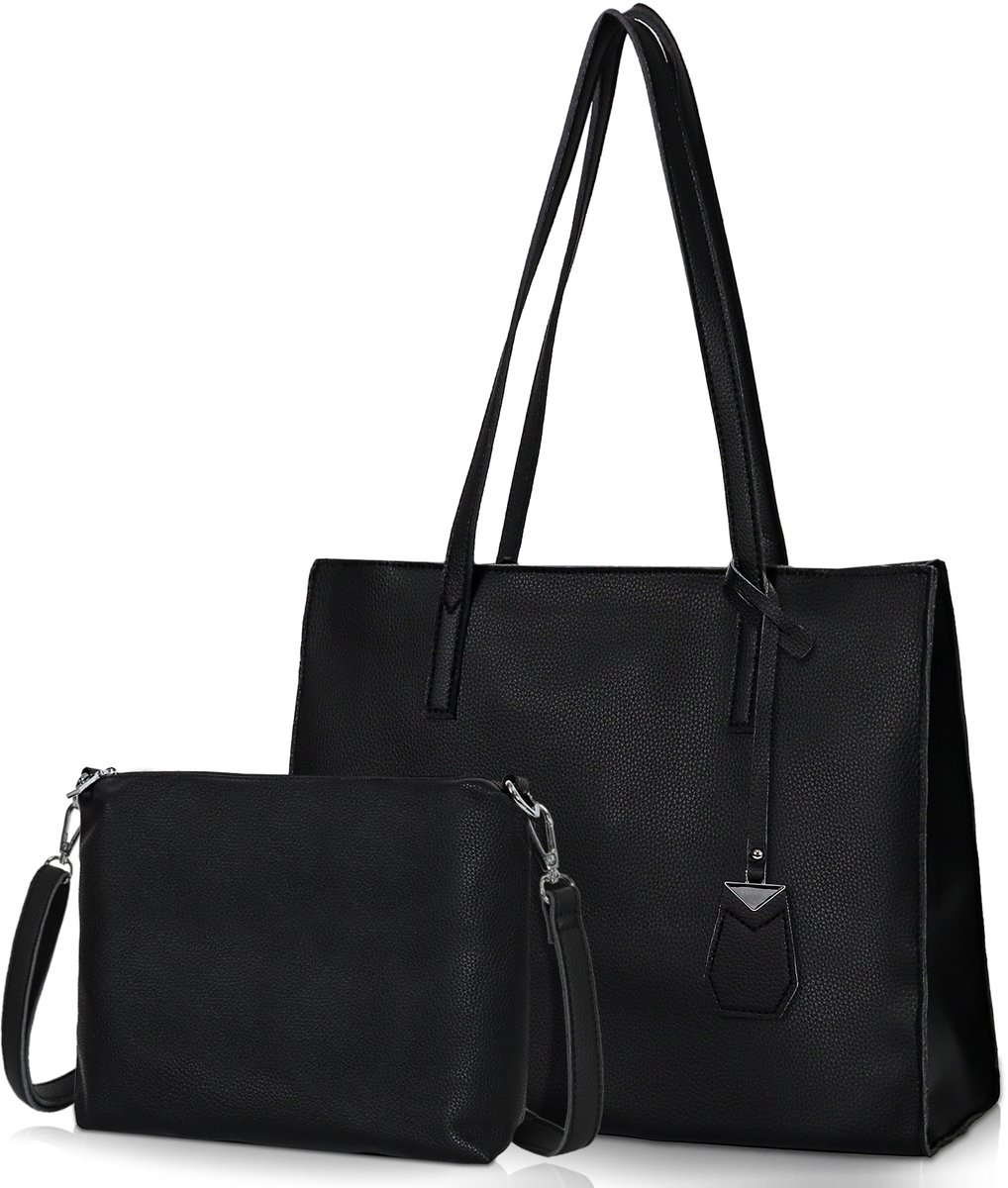 TAN.TOMI Handtassen - Shopper - Dames Tas Shopper met Crossbodytas – Ruime en Stijlvolle Schoudertas - Schooltas - Zwart