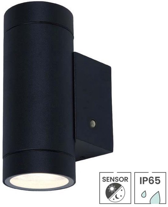 Lybardo - Buitenlamp met sensor dag en nacht - Wandlamp - Voor 2 GU10 Spots