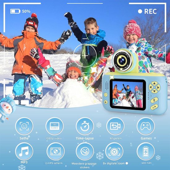 Appareil Photo Enfant Bleu – 8MP/1080p, Résistant Aux Chocs, + Carte 32 Go