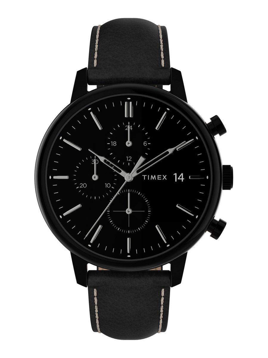 Timex Chicago Chrono TW2U39200 Horloge - Leer - Zwart - Ø 45 mm