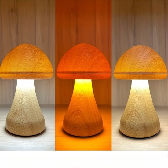 Dutchers® LED Paddestoel Nachtlamp - Mushroom Nachtlampje - Draadloos - 3 Kleuren Dimbaar - USB Oplaadbaar - Aanraaksensor Tafellamp - Bureaulamp - Draagbare Bedlamp & Huisdecoratie van Dutchers.® — afbeelding 2