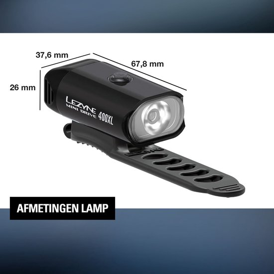 Lezyne Mini Drive 400XL - LED Fietslamp Voor - Draadloos Oplaadbaar Fietslicht - Ingebouwde USB-Stick - 8 Standen - Veiligheidslampjes Fiets - Waterdichte Fietsverlichting - Aluminium - Zwart — afbeelding 5