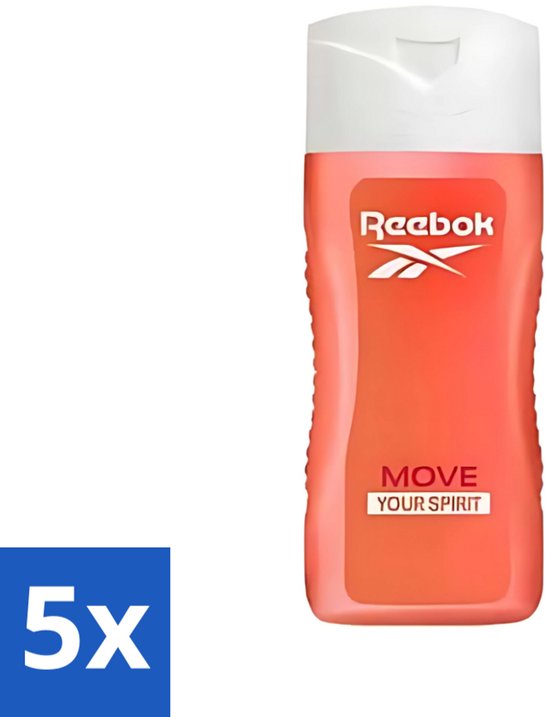 5 x Reebok - Move Your Spirit - Gel douche - 400 ml - Rafraîchissant - Aloe Vera - Nourrissant - Hydratant - Ingrédients naturels