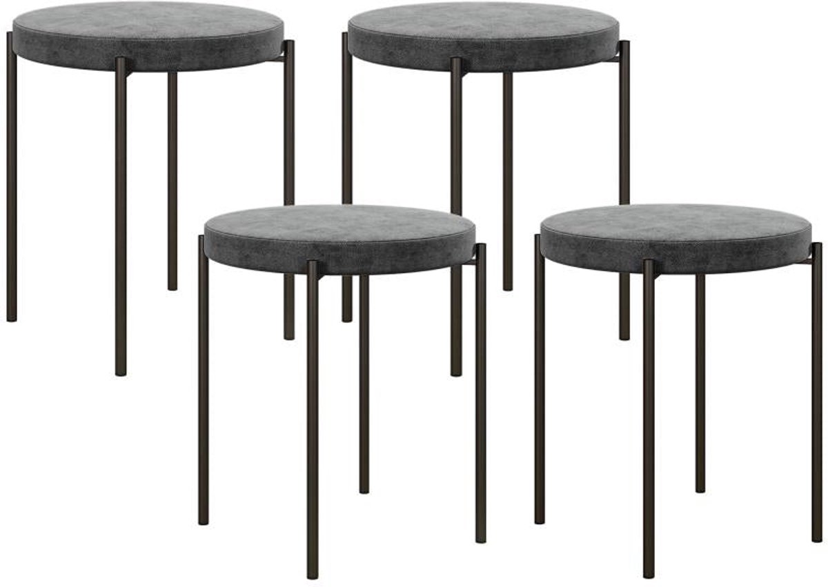 Corenia Eetkamerstoel – Stoel – Kuipstoel – Dinerstoel – Keukenstoel – Set Van 4 – Grijs Velours – Stapelbaar – Comfortabele Gevoerde Zitting – Donkerbruine Poten Hetzelfde als afbeelding