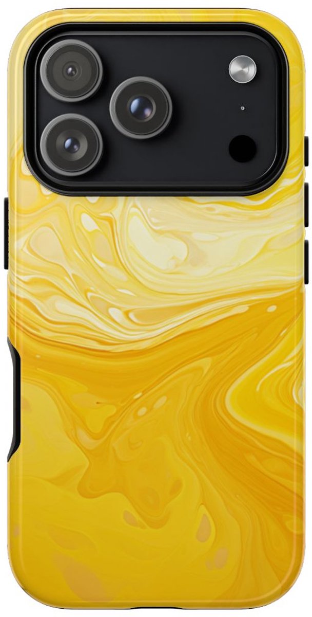 Gouden Gele Abstracte Krullen – Telefoonhoesje Geschikt voor iPhone 17 Pro