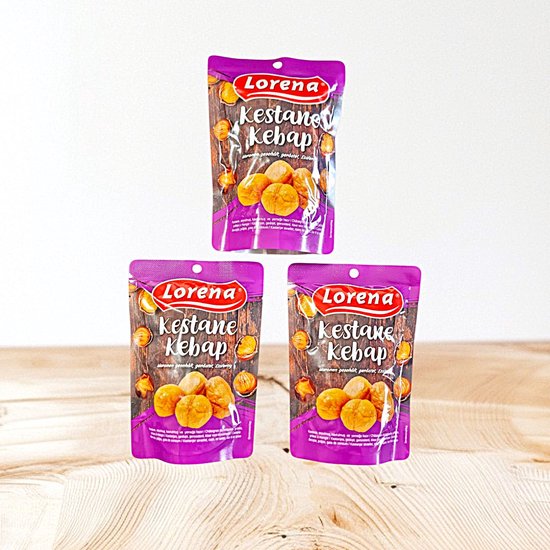 Lorena Geroosterde Tamme Kebap Kastanjes 3x125 g | Gezonde Snack | Natuurlijk & Glutenvrij - Lorena Kestane Kebap 3x125 g | Sağlıklı Atıştırmalık | Doğal & Glutensiz- Lorena Roasted Chestnuts 3x125 g | Healthy Snack | Natural & Gluten-Free