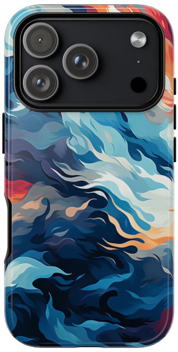 Abstracte Oceaangolven met Vurige Kleuren – Telefoonhoesje Geschikt voor iPhone 17 Pro