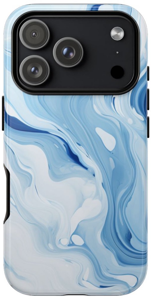 Blauw-Witte Marmerwerveling – Telefoonhoesje Geschikt voor iPhone 17 Pro