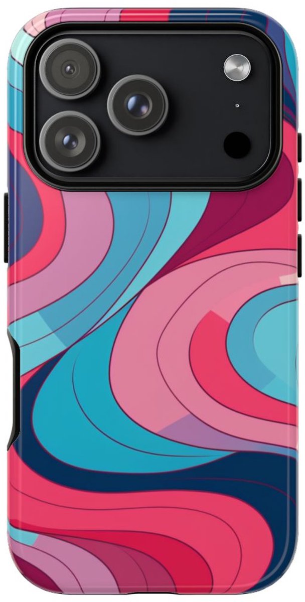 Retro Golvend Abstract Patroon – Telefoonhoesje Geschikt voor iPhone 17 Pro