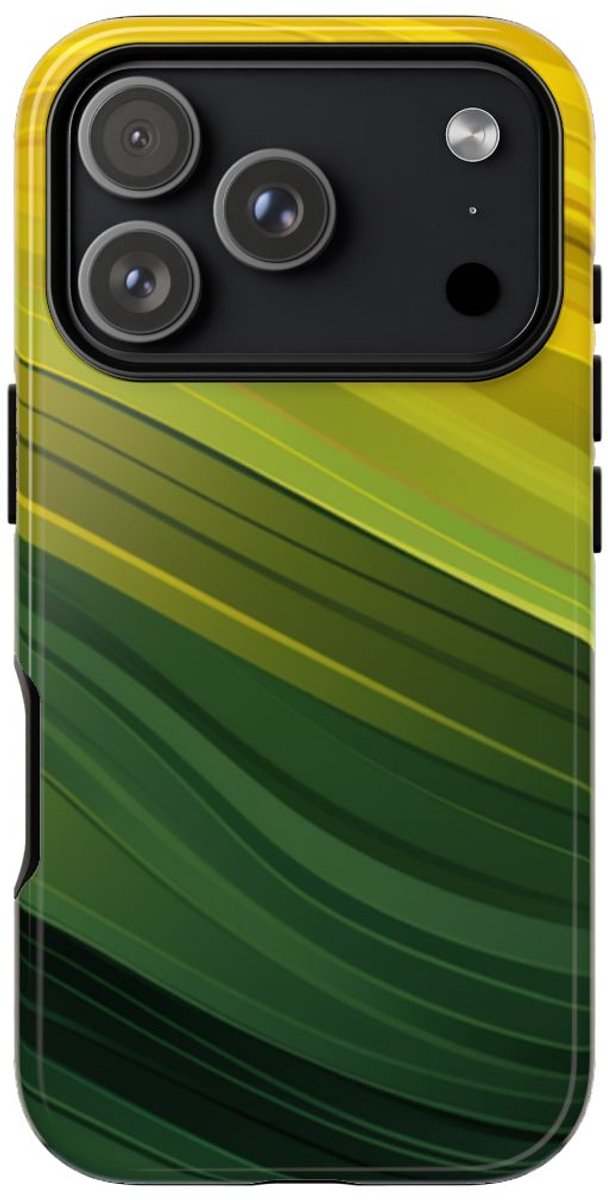 Groen-Geel Golvenpatroon – Telefoonhoesje Geschikt voor iPhone 17 Pro
