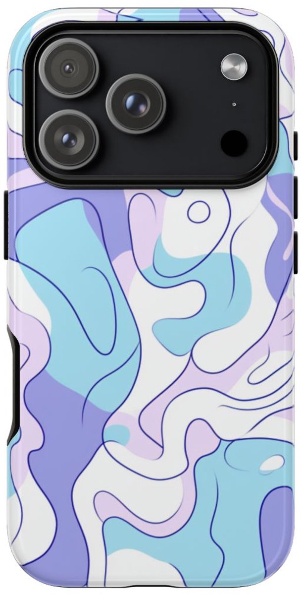 Abstract Blauw-Paars Lijnenspel – Telefoonhoesje Geschikt voor iPhone 17 Pro