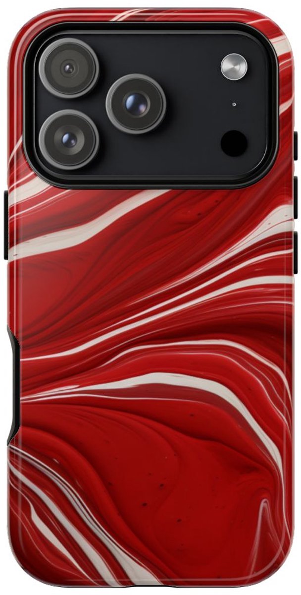 Rood-Wit Vloeiend Abstract Design – Telefoonhoesje Geschikt voor iPhone 17 Pro