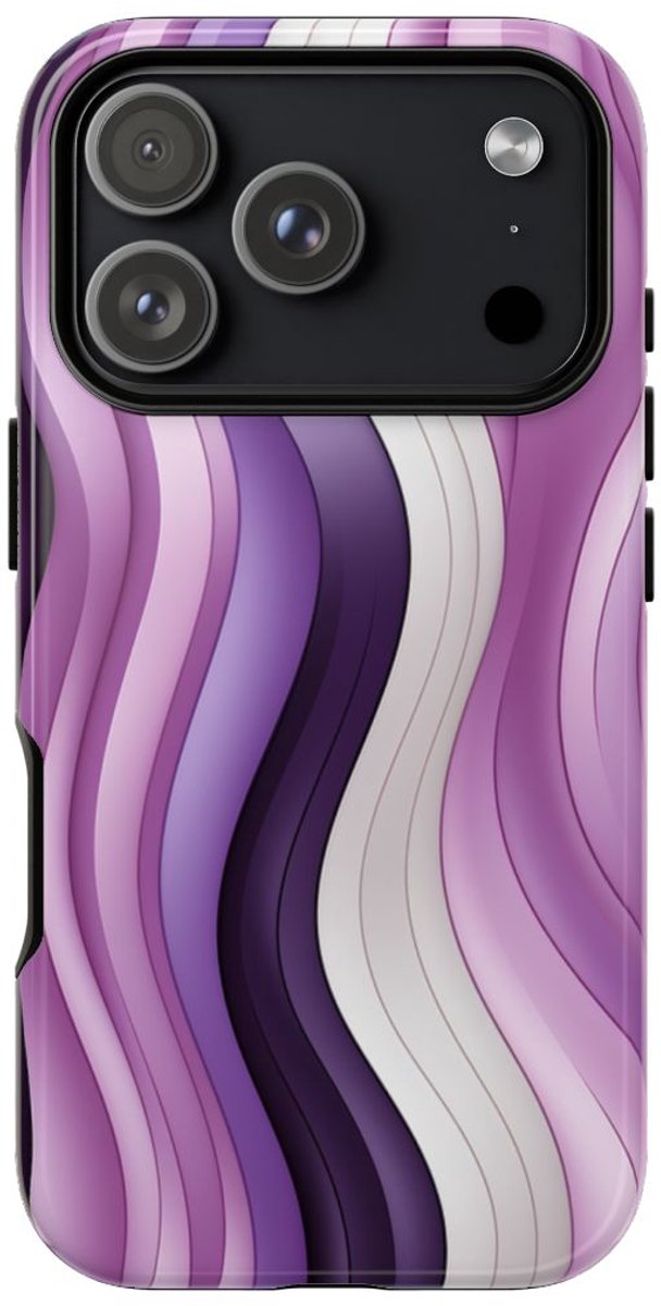 Paars Golvend Strepenpatroon – Telefoonhoesje Geschikt voor iPhone 17 Pro