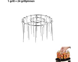 Airfryer verticale grill - 304 roestvrij staal - inclusief 24 grillpinnen - universele kebabspiesen - accessoire voor thuisoven - zilver