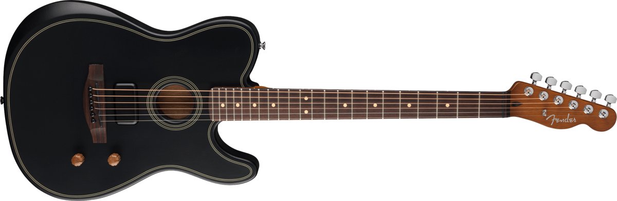 Fender Acoustasonic Standard Telecaster, Black RW - Solid body akoestische gitaar - zwart
