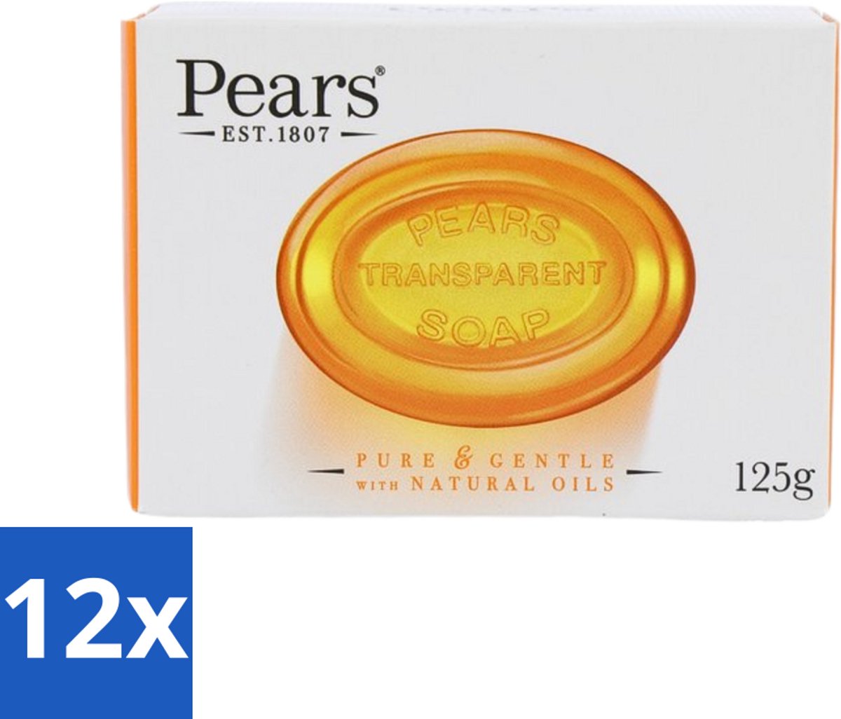 12 x Pears - Zeep - Transparant - Zacht - 125 Gr - Zeep - Mint Extract - Verkoelende Zeep - Reinigende Zeep - Frisse Geur
