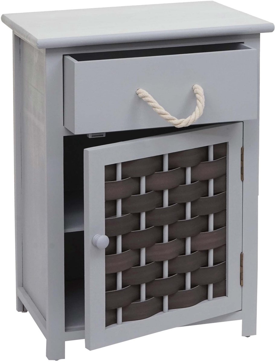 MCW Ladekast MCW-K83, ladekast ladekast, hout 55x39.5x28.5cm ~ grijs, polyrattan donkergrijs