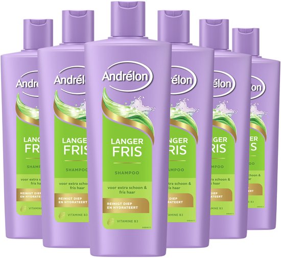 Andrélon Shampoo - Langer Fris - verrijkt met vitamine B3 - 6 x 400 ml