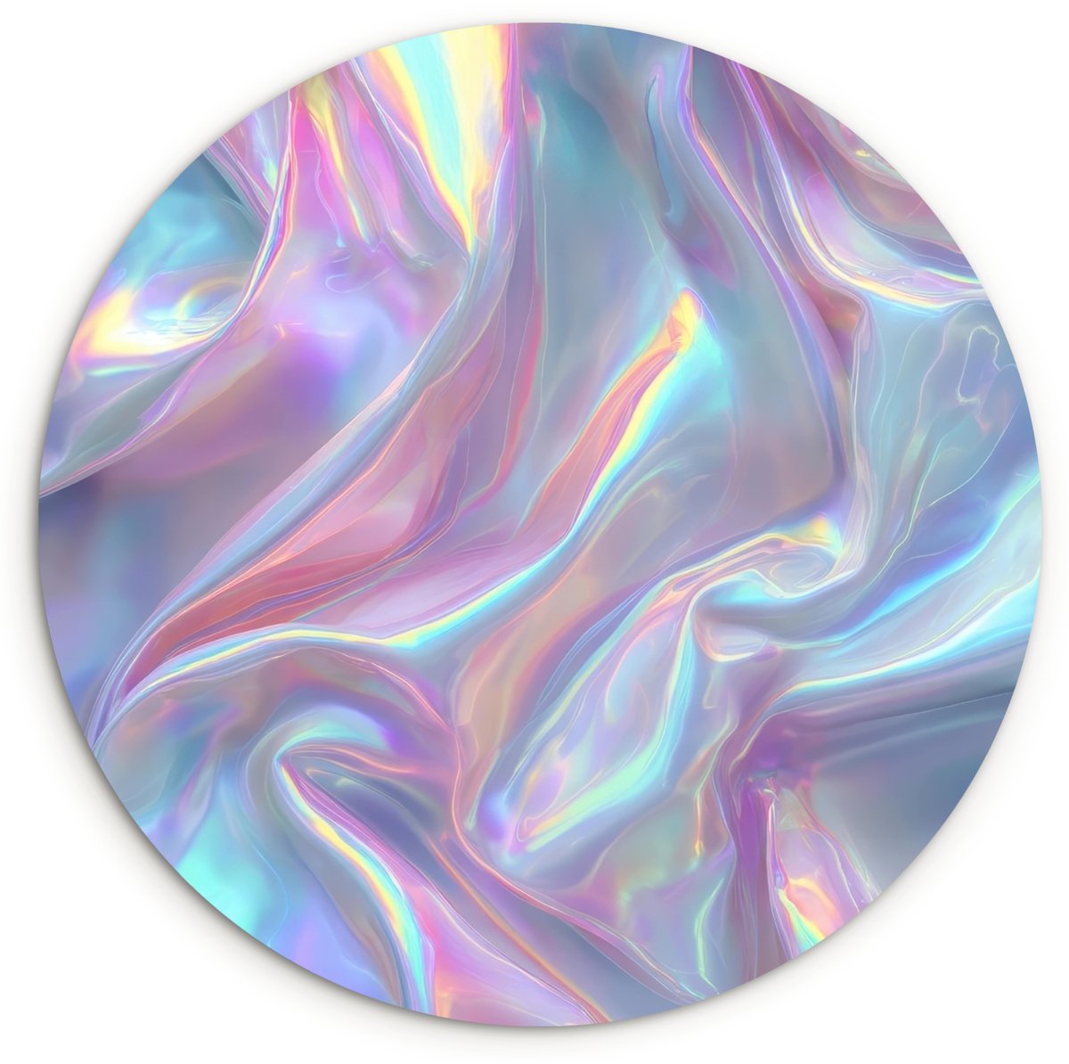 WallCircle Wandcirkel 120x120 cm - Muurcirkel Golvend - Pasteltinten - Glanzend - Stof - Muurdecoratie woonkamer - Wanddecoratie slaapkamer - Kamer decoratie accessoires - Ronde schilderijen