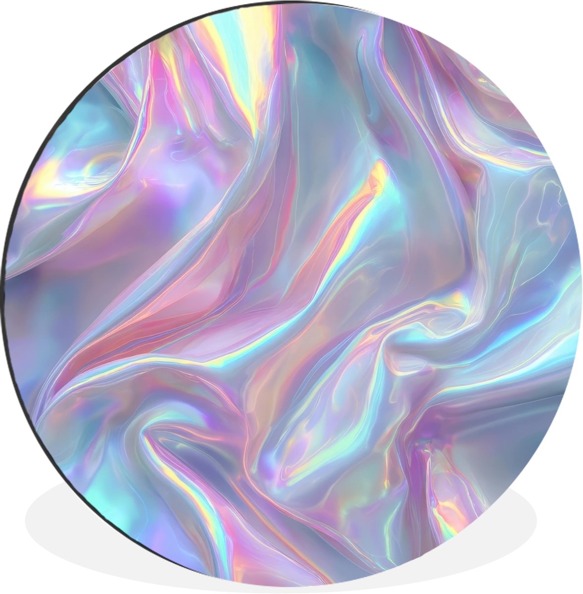 WallCircle Wandcirkel - Muurcirkel - Golvend - Pasteltinten - Glanzend - Stof - Aluminium - Dibond - 60x60 cm - Binnen en Buiten