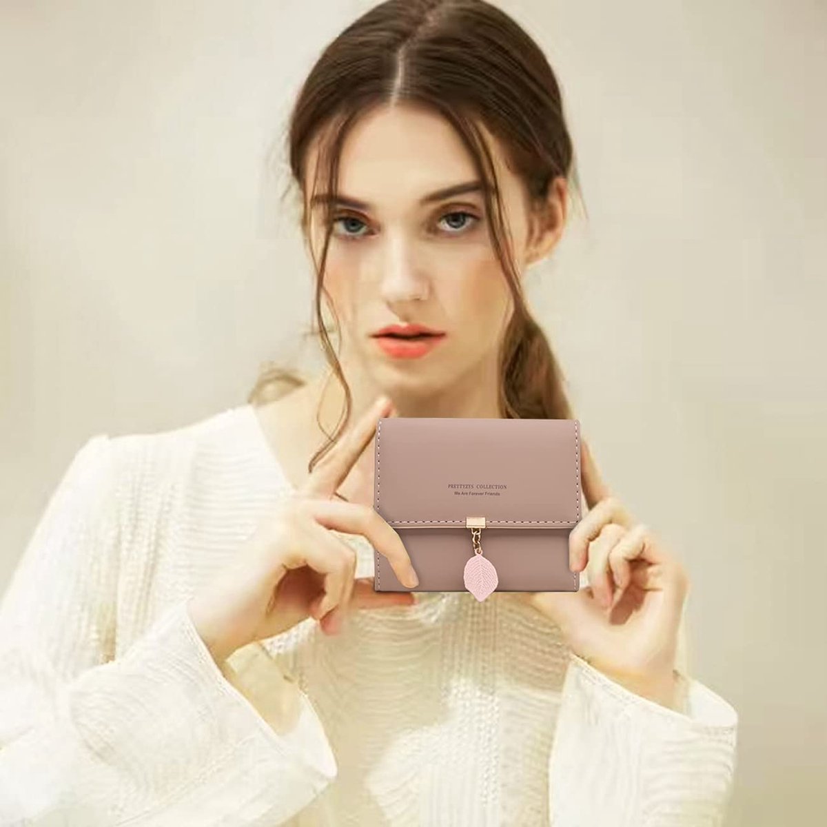 Damen Klein Portemonnee PU Antiek Altrosa - Lichtgewicht En Elegant - Altrosa