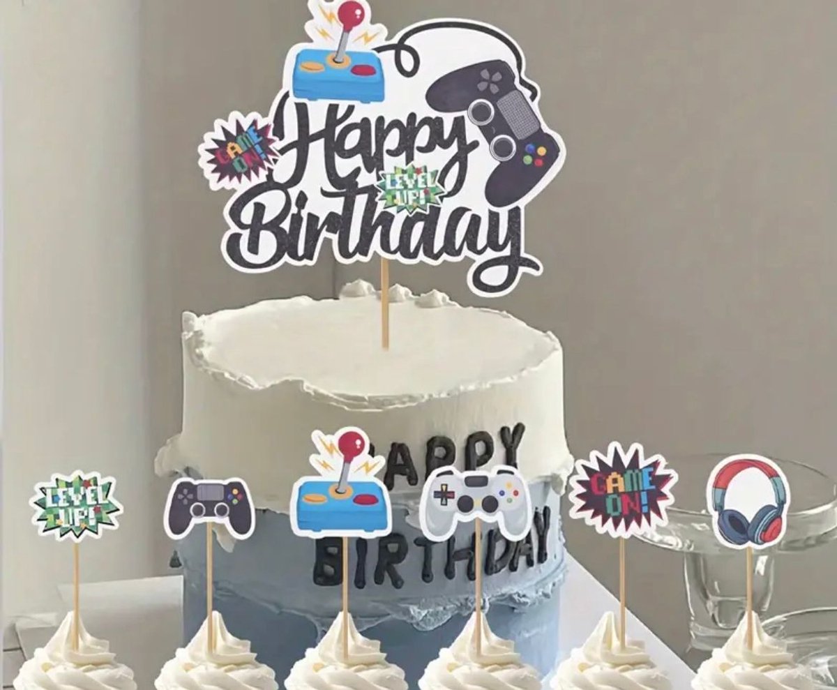 Akyol - Controller prikkers - cocktailprikkers -verjaardag prikker -cup cake prikker Gamen - Controller- 7 stuks - cake - taart -verjaardag cup cake topper game controller -cocktail prikker -cocktailprikker game - water -verjaardag topper - gamen ve