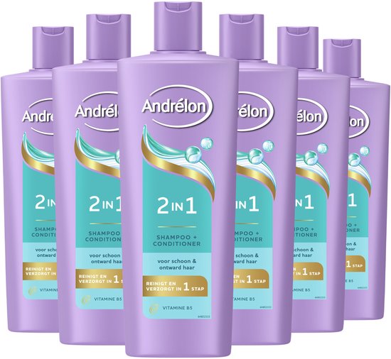 Andrélon Shampoo en Conditioner - 2-in-1 - verrijkt met vitamine B5 - 6 x 400 ml